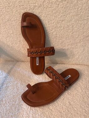 Manolo Blahnik Leather Slide Sandals Size 37/ US 7
